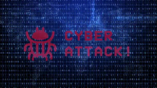サイバー犯罪攻撃コンピュータエラーウイルスがアニメーションの背景を検出. — ストック動画