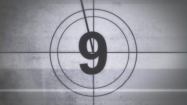 Countdown Clock Black and White, Monochrome Universal Countdown Film Leader. — Stock Video