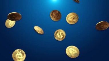 Bitcoin BTC madeni para ve Ethereum ETH sikkeleri Düşen Yeşil Ekran Döngüsü Canlandırması