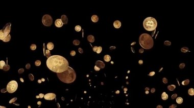 Bitcoin, internet para birimi döngüsü düşen Animasyon Arkaplanı.