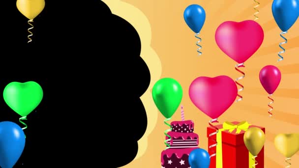 4K Happy Birthday Feier und Party Rahmen Dekoration Hintergrund Animation. — Stockvideo