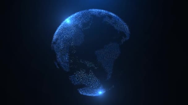 3d 4K环路摘要全球发光粒子和丛结构动画 — 图库视频影像
