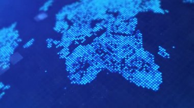 Düğüm ve satır bağlantısı olan koyu mavi dünya haritası Döngü Arkaplan Canlandırması,