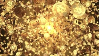 Bitcoin, internet para birimleri Düşen Yeşil Ekran Döngüsü Canlandırma Arkaplanı.