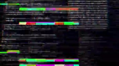 Ekran kodlama hacker animasyonu arızalı. Programlama kodu yazma hatası Döngü Arkaplanı.