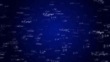 4K animasyon döngüsü matematiksel formüller ve geometrik şekiller arkaplan.