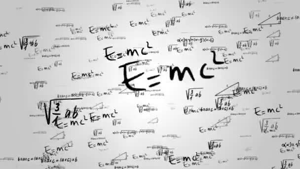 Wiskunde vergelijkingen en formules vliegen en verdwijnen in afstand lus Achtergrond Animatie — Stockvideo