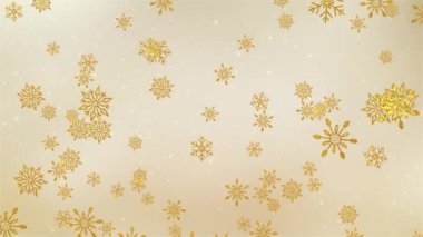 Altın gökyüzü parçacıklarının üzerine kar yağıyor. Kış Noel döngüsünde. Mutlu Noeller.,