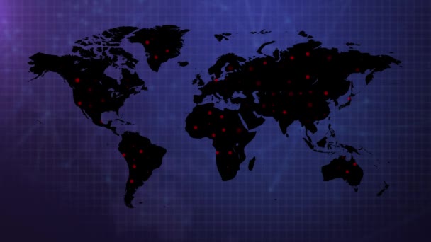 Carte du monde Résumé Virus de la propagation des points dans le monde Loop Animation Contexte — Video