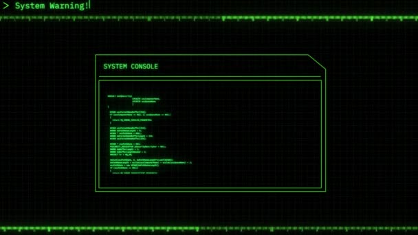 システム警告ウイルスサインデジタルノイズグリッチ効果画面背景. — ストック動画