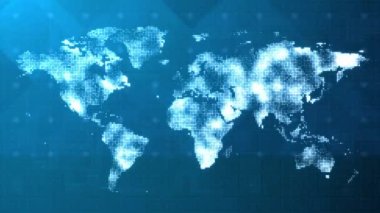 4k noktalı dünya haritası fütüristik Dijital İletişim Dünyası Döngü Arkaplanı.