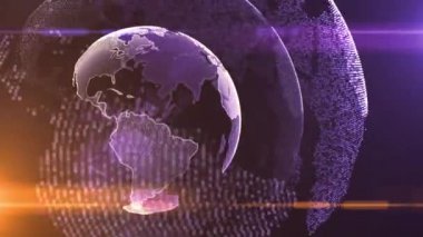 Plexus Ağ Bağlantılı Siber Dünya Hologramı Canlandırma Çizgileri.