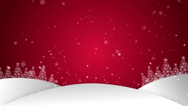 Merry Christmas Holidays and New Year Falling snow and Xmas landscape Loop background Animation. — Stock Video