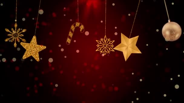 Decorazioni animate di Natale rosso o Capodanno con anello ondulante — Video Stock