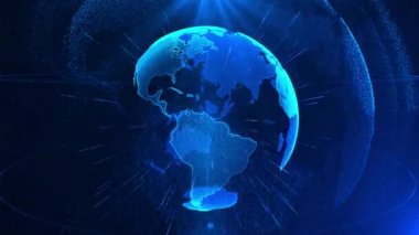 4K Soyut Dünya Dönen Döngü Animasyon Sosyal Gelecek Teknoloji Şirketi Bilimsel Büyüme Ağı.