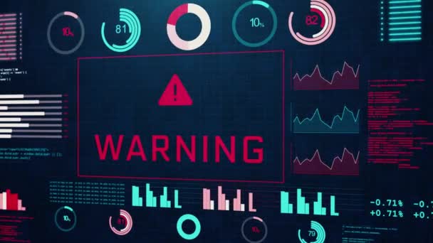 Avertissement de virus Mot d'alerte sur l'écran noir boucle 4K Animation. — Video