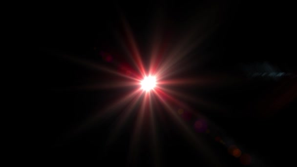 Luci rosse sole in movimento laser lenti ottiche brillamenti sovrapposizione brillante animazione arte sfondo — Video Stock