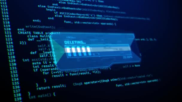 Eliminar todos los datos y archivos de los discos duros Animación virus informático. Contexto. — Vídeo de stock