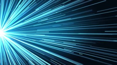 Fiber Ağ Dalga Arkaplanı Mavi Döngü Parçacık ve Satır Canlandırması.