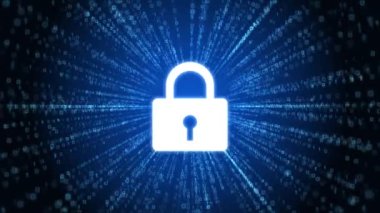 Veri Ağı Koruma Çemberi Canlandırmasının Sayısal Siber Güvenlik Kilit Simgesi.