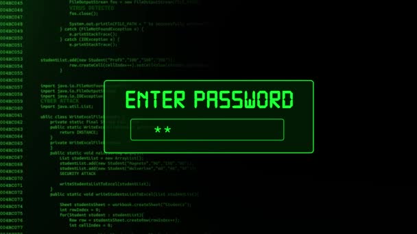 System login Animation of entering password on computer screen with access Granted message on screen, — Stock Video