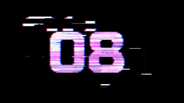 4k Animation of Vintage Glitch interference countdown numbers from 10 to 1 — Stock Video