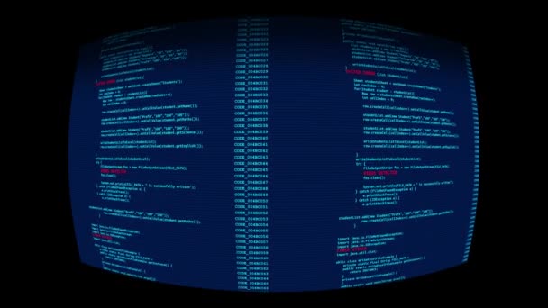 Bilgisayar ekranındaki soyut Kod Kaydırma Programlama Kodu Canlandırma arkaplanı — Stok video