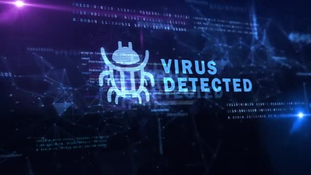 Cyber Crime Attack Computer Errore Virus rilevato Animazione sfondo. — Video Stock