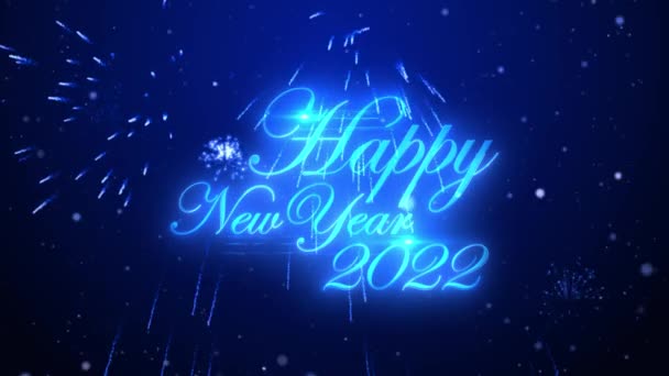 4K smyčka Šťastný nový rok 2022 Neon line motion text na černém pozadí. — Stock video