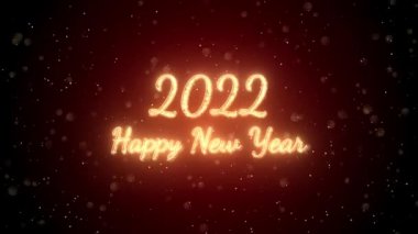 2022 Mutlu Yeni Yıl Metinleri Altın Metin Metin Görünümü Parçalama Parçacıkları Ekranı.