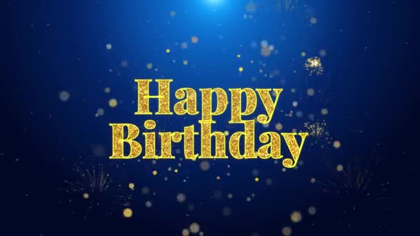4K Happy Birthday Viseting Card, Bright Magic Particles Sparks Background — стокове відео