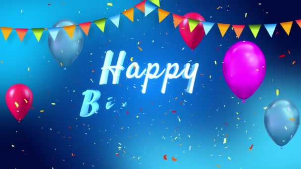 4K Abstract Birthday Greeting on Red Blue Background 4K Loop Animation. — Stock Video