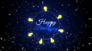Mutlu yıllar tebrik kartı. Golden Firework konfeti kraker animasyonundan kısa mesaj..