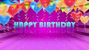 4K Çok Renkli Balonlar Mutlu Yıllar Dijital Döngü Canlandırmasını Kutluyor.