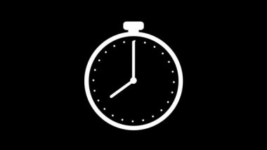 Stopwatch animasyon simgesi Yeşil Ekran kanalı. Hareket eden okları olan saat