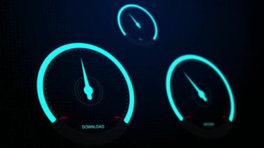 5G teknolojili gösterge panelini geçen imleci ile gelecekteki hız göstergesi