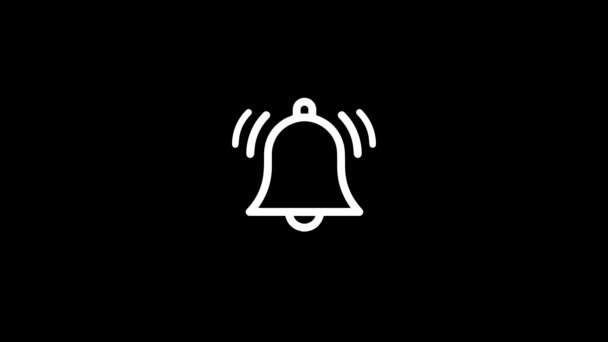 Benachrichtigungsglocke hängende Glocke Alarmring Icon, isoliert auf einem transparenten Schleifenhintergrund. — Stockvideo