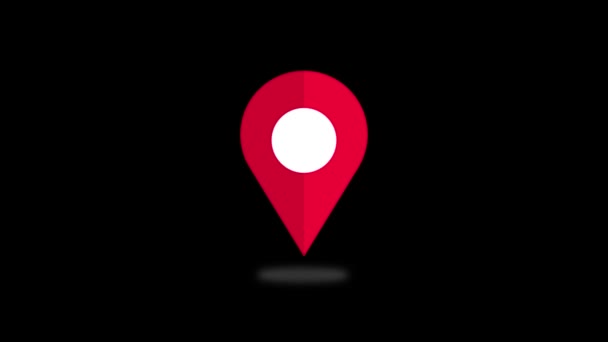 Locatie Pin pictogram Verschijning pointer, 4K video GPS bewegingspeld toont locatie op de kaart. — Stockvideo