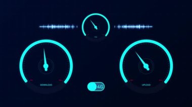 5g teknolojili konsept hız testi mobil uygulama animasyonu çalışıyor. hücresel ağlar.