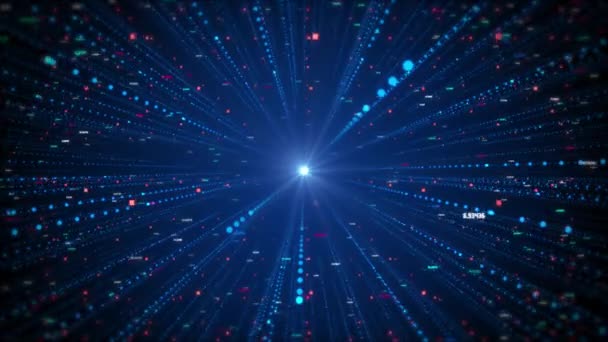 Digitale. Dati binario codice rete volare codice binario sfondo 4K loop animazione. — Video Stock