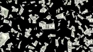 4K döngüsü ABD dolarları yavaş çekimde akıyor. Zenginlik ve para Düşen Dolar banknotları.