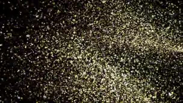 Oro stelle particelle di polvere sfondo astratto con brillante pavimento dorato particella Animazione. — Video Stock