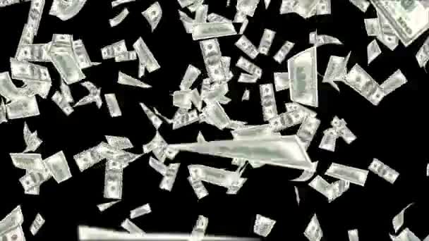 4K Stacks of money fall from Up animation on Green screen Háttér — Stock videók
