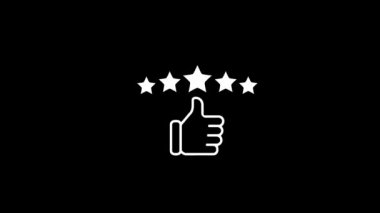 4K customer review icon, quality rating, feedback, five stars line symbol Animation background.