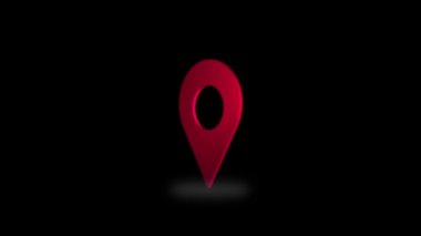 4K Red GPS location pointer animated icon. Location line icon motion graphic animation