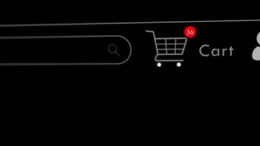 4K online shopping cart Close up shot animation of shopping cart icon counting numbers.