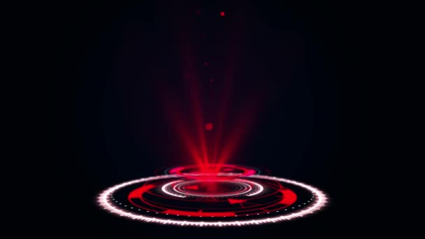 4k Red Hud interfaz Futurista y tecnología Holograma, Ciencia ficción, Fondo tecnológico, — Vídeo de stock