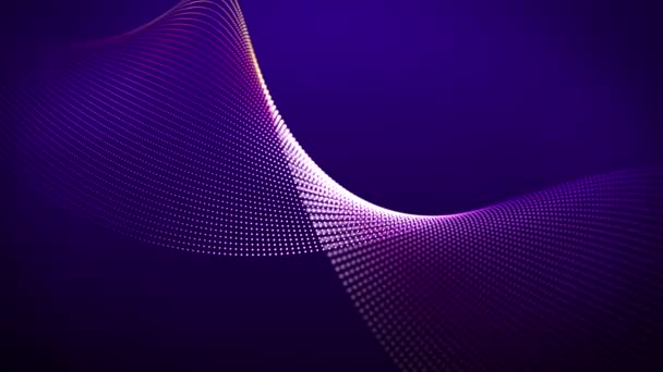 Ondas de partículas digitales abstractas y luces animación de fondo cibernética o tecnológica. — Vídeo de stock