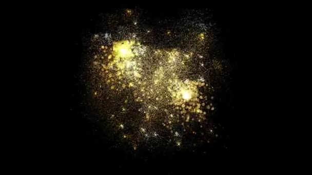 Golden glitter background in slow motion Beautiful transition gold particles flying in wind — Stok video