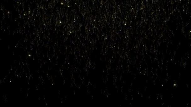 4K Fond avec des particules de paillettes d'or tombant Confettis d'or tombant avec lumière magique. — Video